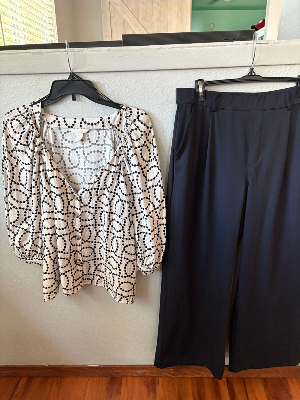 HALARA Navy Wide-Leg Trousers